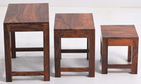 Wooden Nesting Tables Set of 3 Stools for Decor & Living Room
