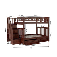 Wooden Twin Over Twin Bunk Bed with Stairs and Storage