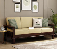 Solid Sheesham Wood 5 Seater Sofa Set with Cushions for Living Room