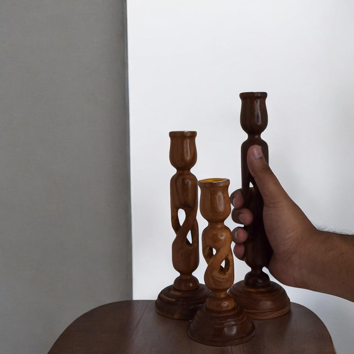 Sheesham Wood Candle Holder Set of 3