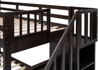 Solid Wood Bunk Bed with Stairs and Storage