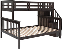Solid Wood Bunk Bed with Stairs and Storage