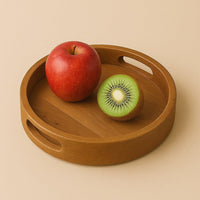 Wooden Round Serving Tray for Tea, Snacks & Coffee