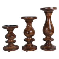 Wooden Candle Holder Set of 3 for Table Decor