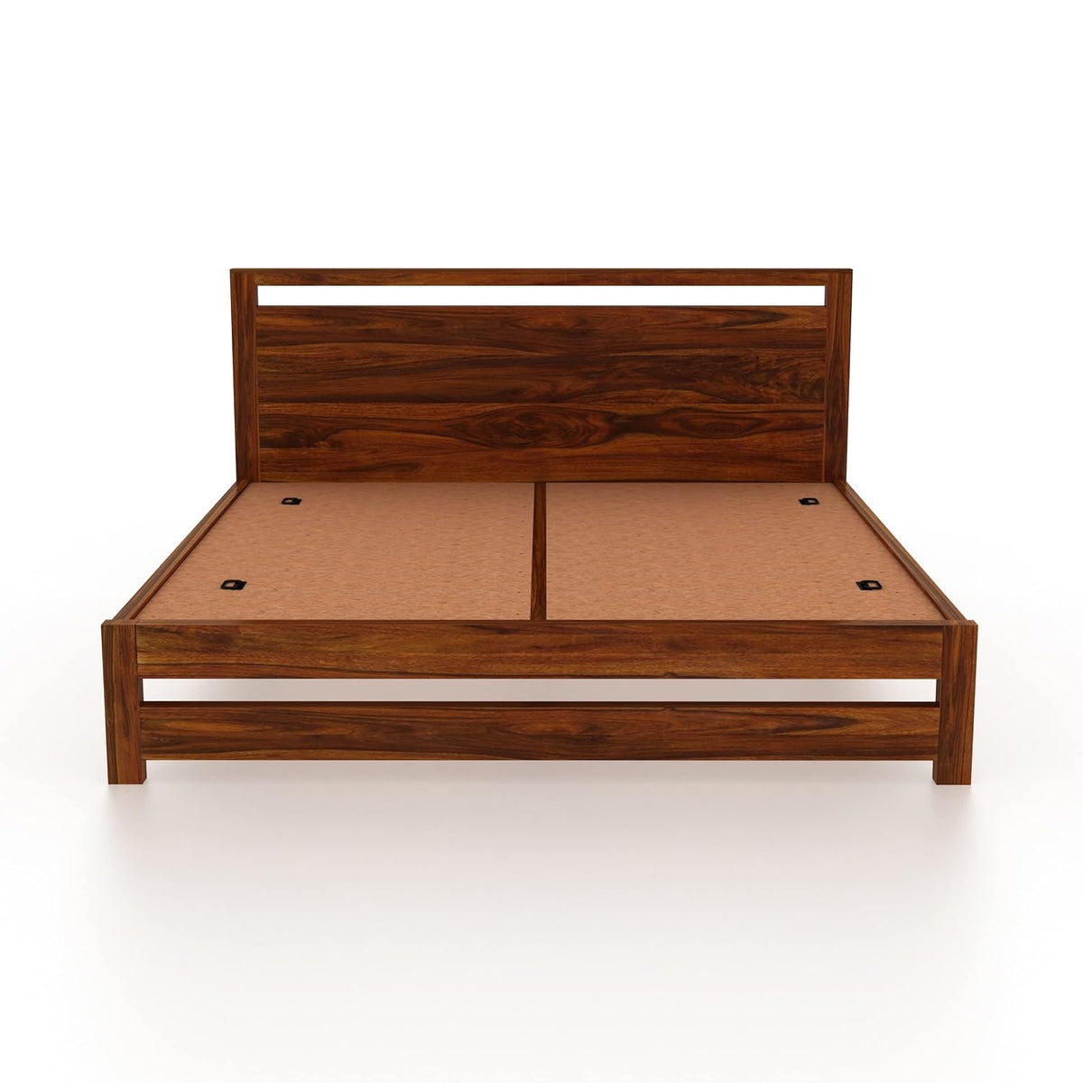 Solid Sheesham Wood Queen Size Bed for Bedroom | Wooden Double Bed Cot Bed Without Storage for Home & Hotels | Rosewood, Natural