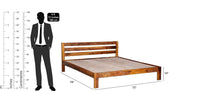 Solid Sheesham Wooden Double Bed with Slatted Headboard