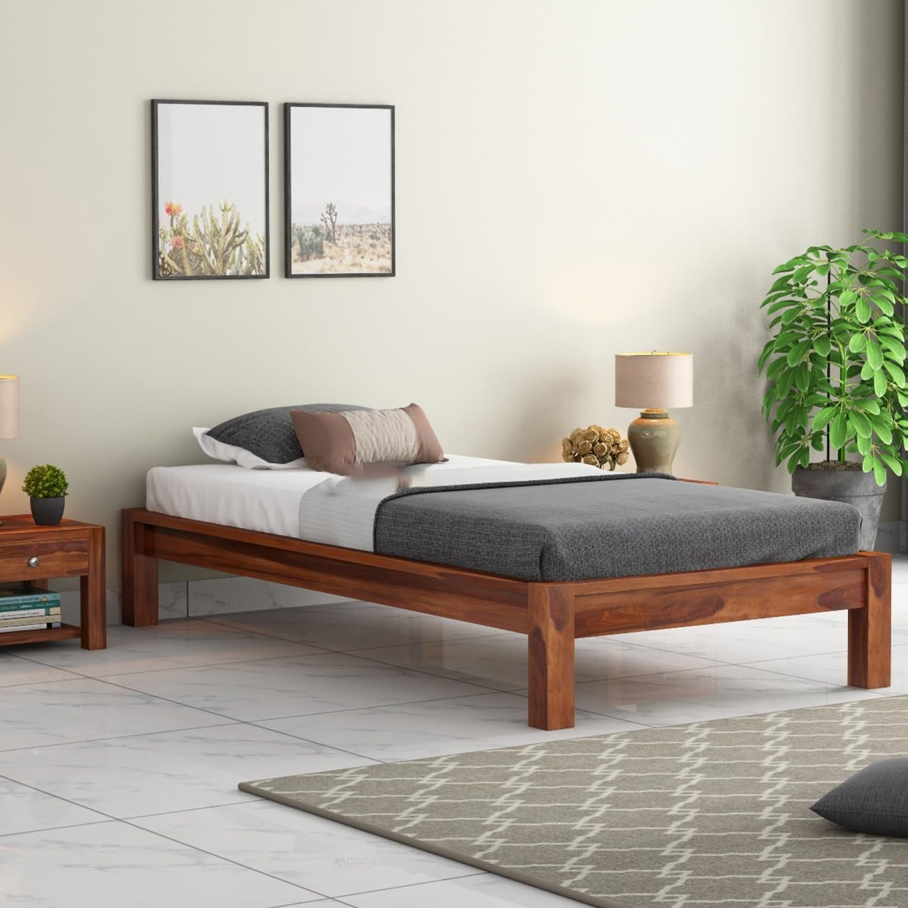 Sheesham Wood Single Bed without Storage