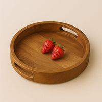 Wooden Round Serving Tray for Tea, Snacks & Coffee