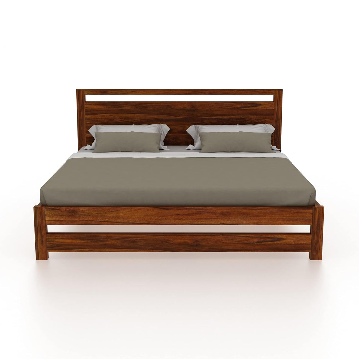 Solid Sheesham Wood Queen Size Bed for Bedroom | Wooden Double Bed Cot Bed Without Storage for Home & Hotels | Rosewood, Natural