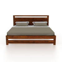 Solid Sheesham Wood Queen Size Bed for Bedroom | Wooden Double Bed Cot Bed Without Storage for Home & Hotels | Rosewood, Natural