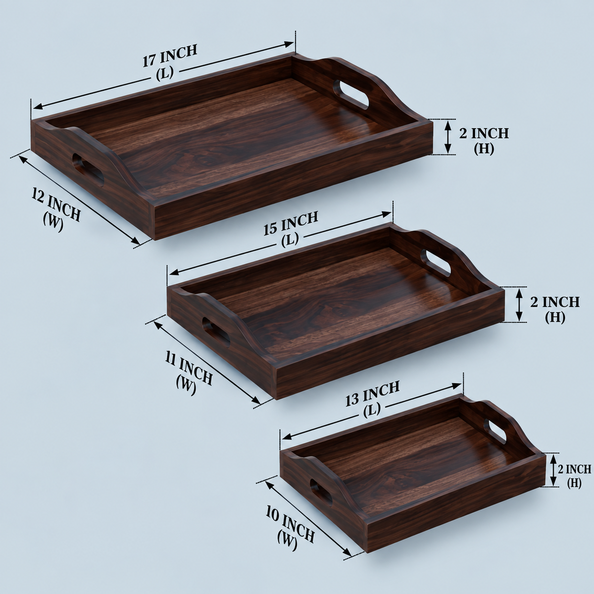Wooden Serving Tray Set for Kitchen Accessories