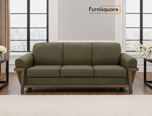 Wooden Upholstery 3-Seater Sofa Set for Living Room