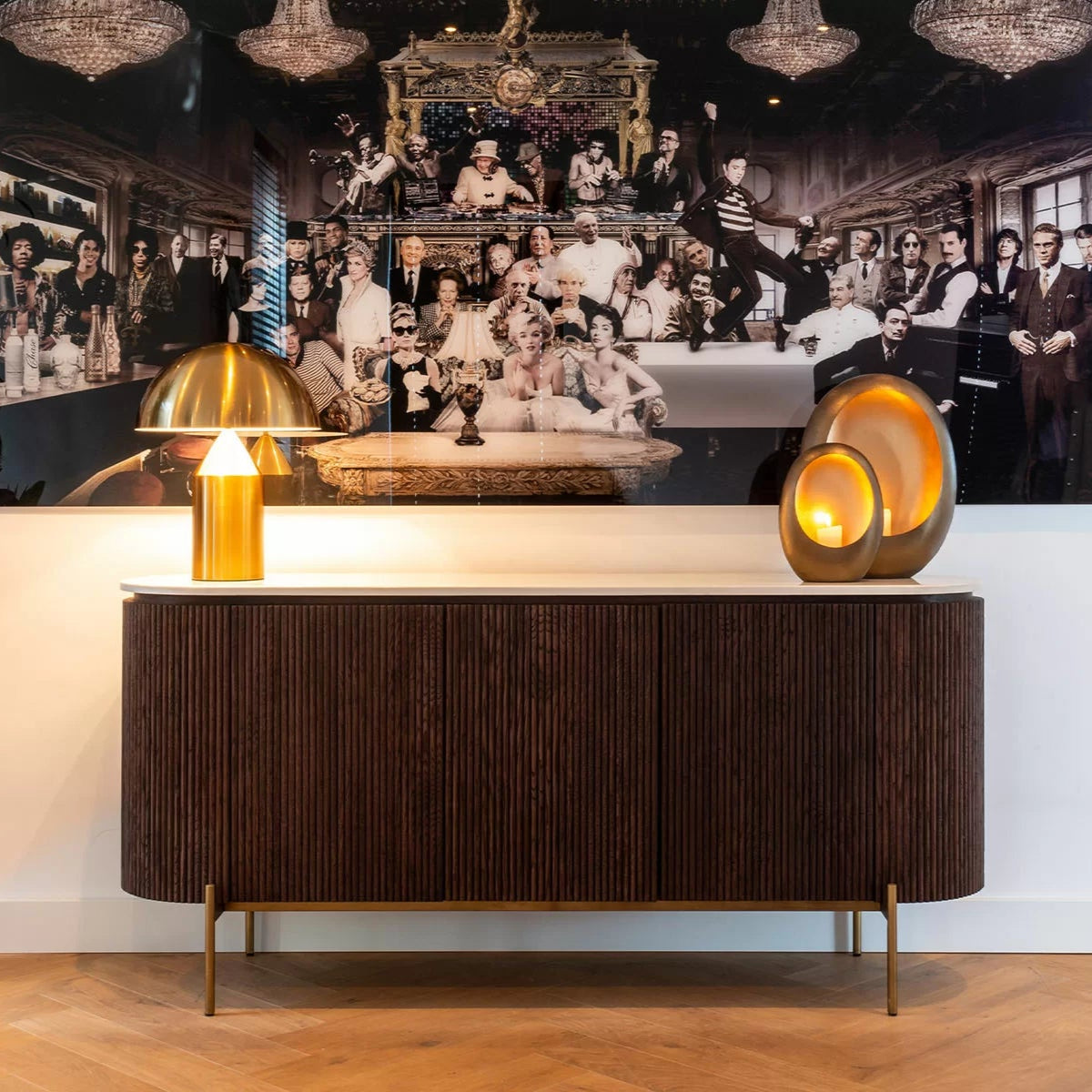 Solid Wood Sideboard Cabinet with Storage for Living Storage