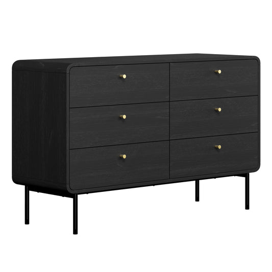 Solid Wood Chest of Drawer for Living Storage in Black Finish