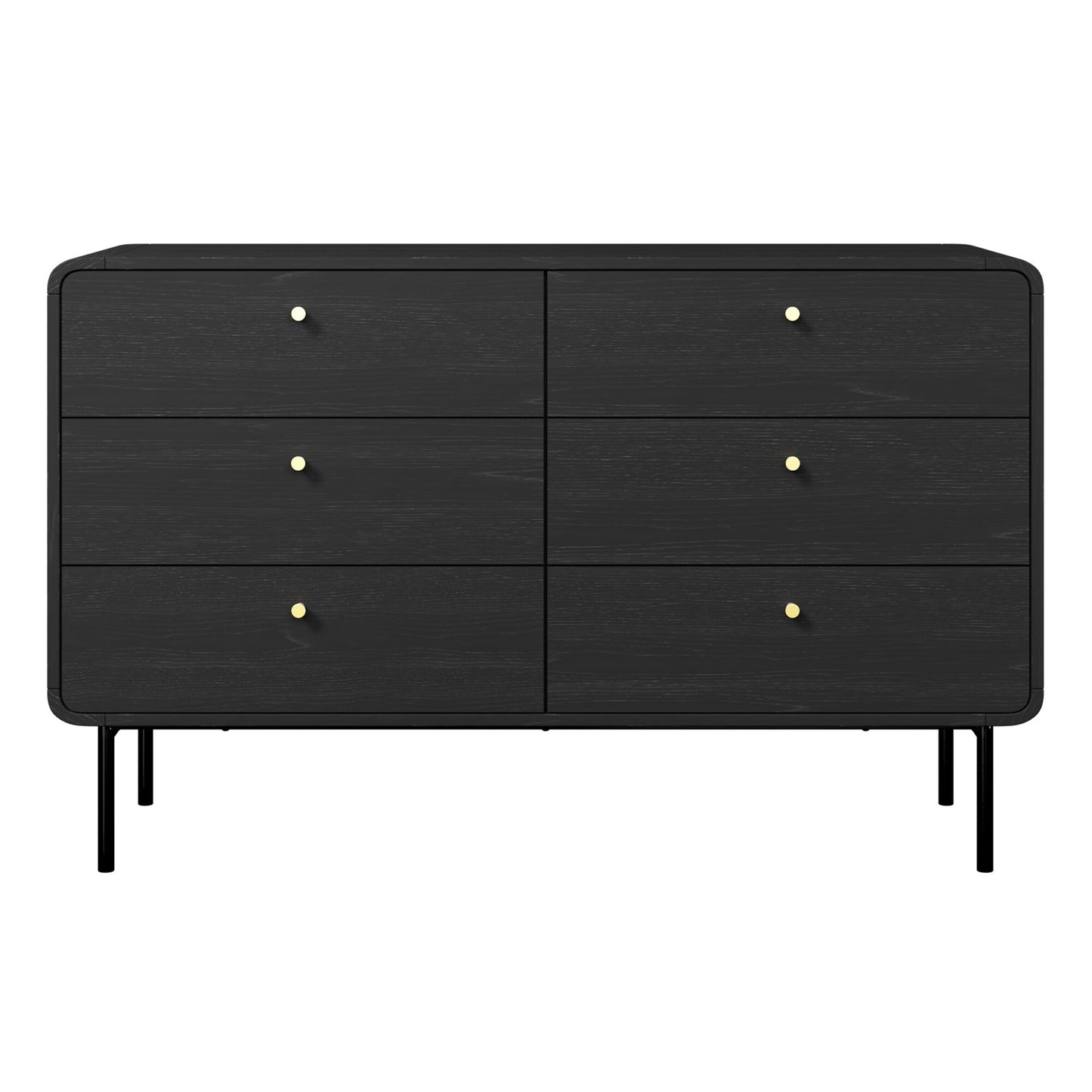 Solid Wood Chest of Drawer for Living Storage in Black Finish