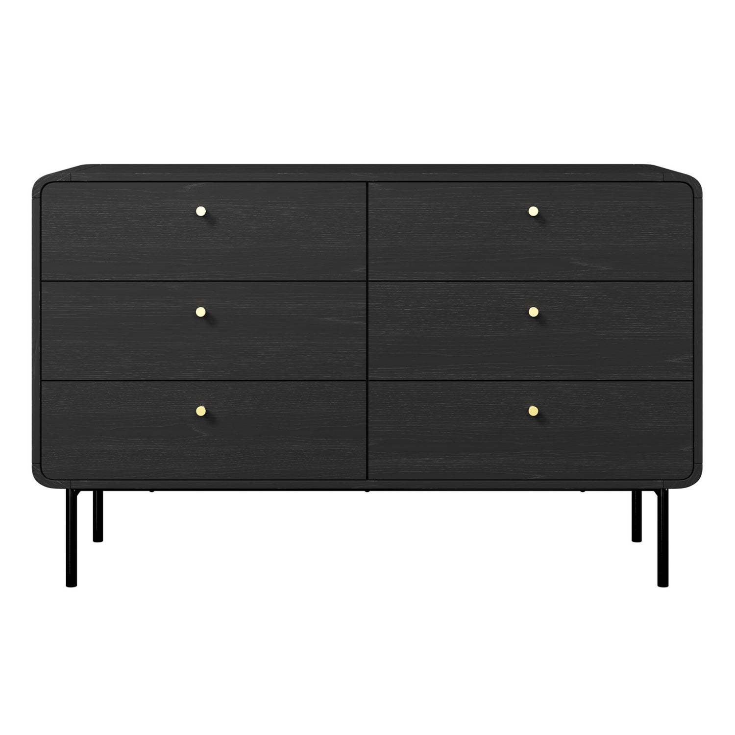 Solid Wood Chest of Drawer for Living Storage in Black Finish