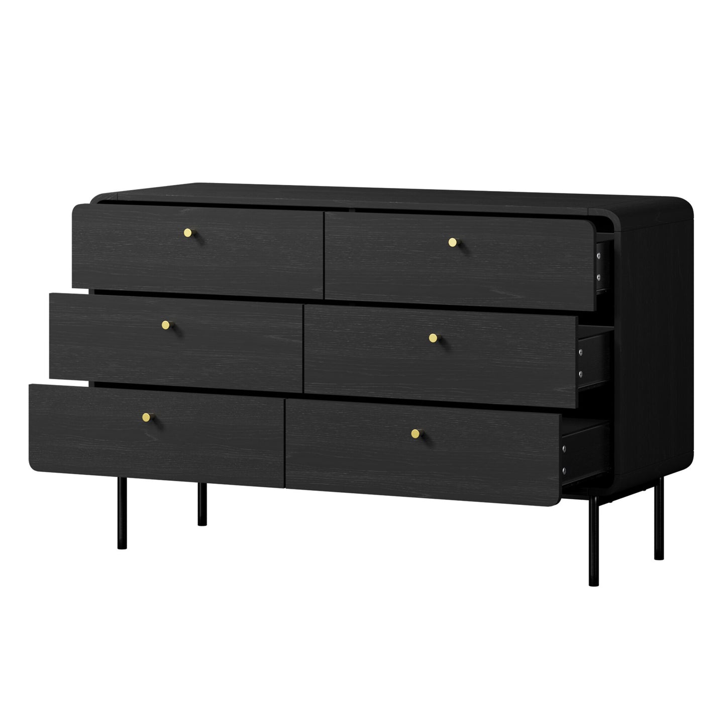 Solid Wood Chest of Drawer for Living Storage in Black Finish