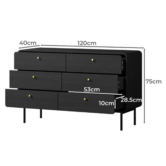 Solid Wood Chest of Drawer for Living Storage in Black Finish