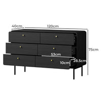 Solid Wood Chest of Drawer for Living Storage in Black Finish