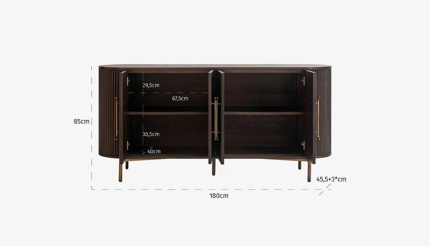 Wooden Sideboard Cabinet with Round Corner for Living Room