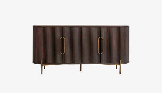 Wooden Sideboard Cabinet with Round Corner for Living Room