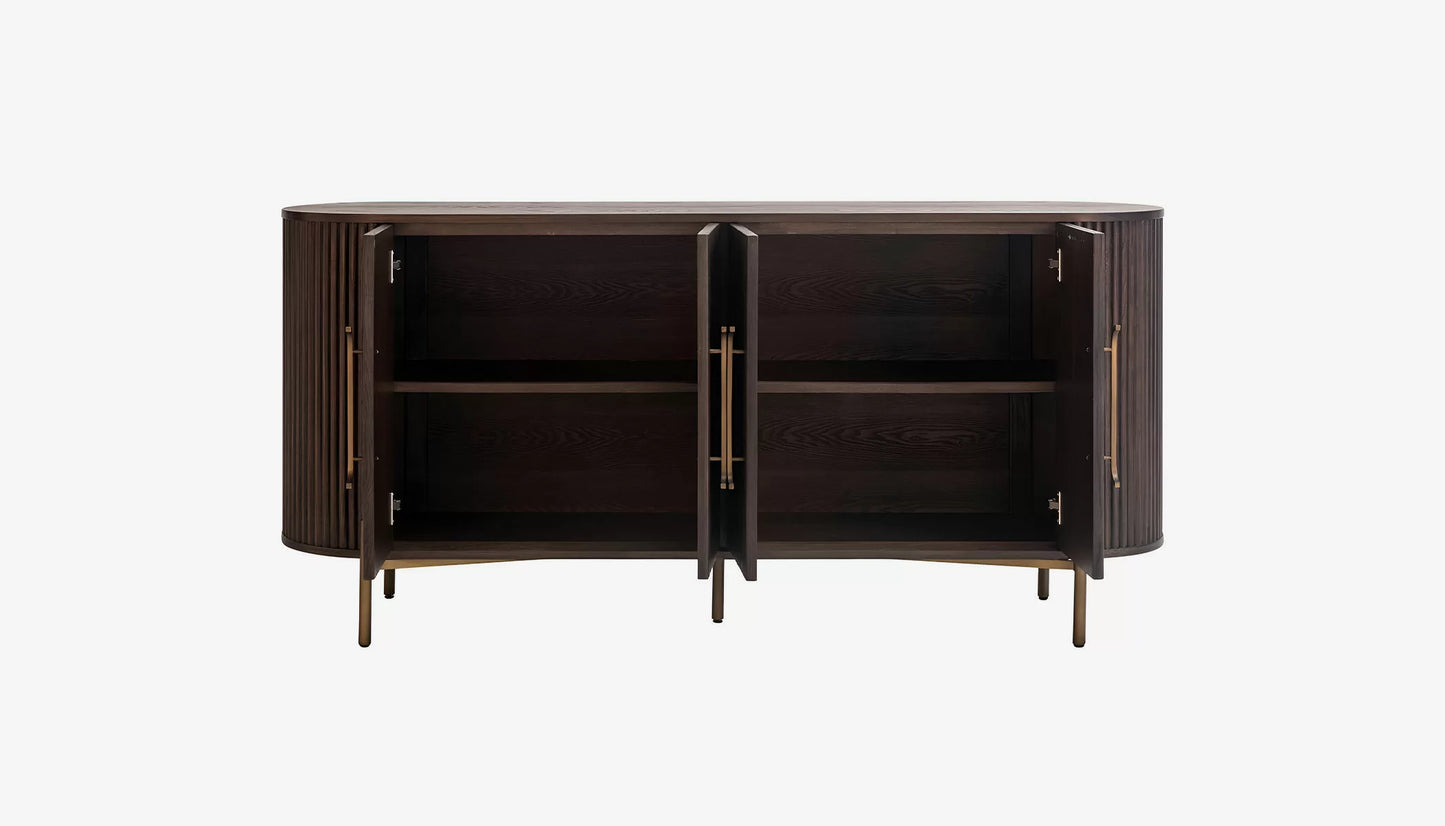 Wooden Sideboard Cabinet with Round Corner for Living Room