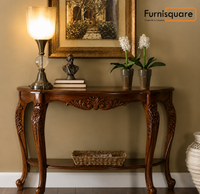 Wooden Half Round Console Table for Living Room