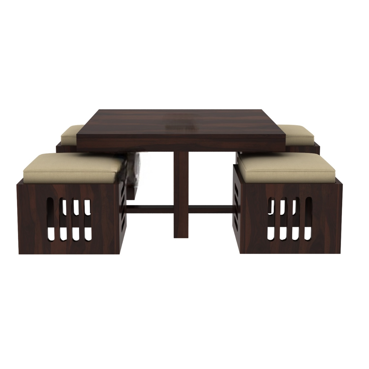Wooden Coffee Table with 4 Stools