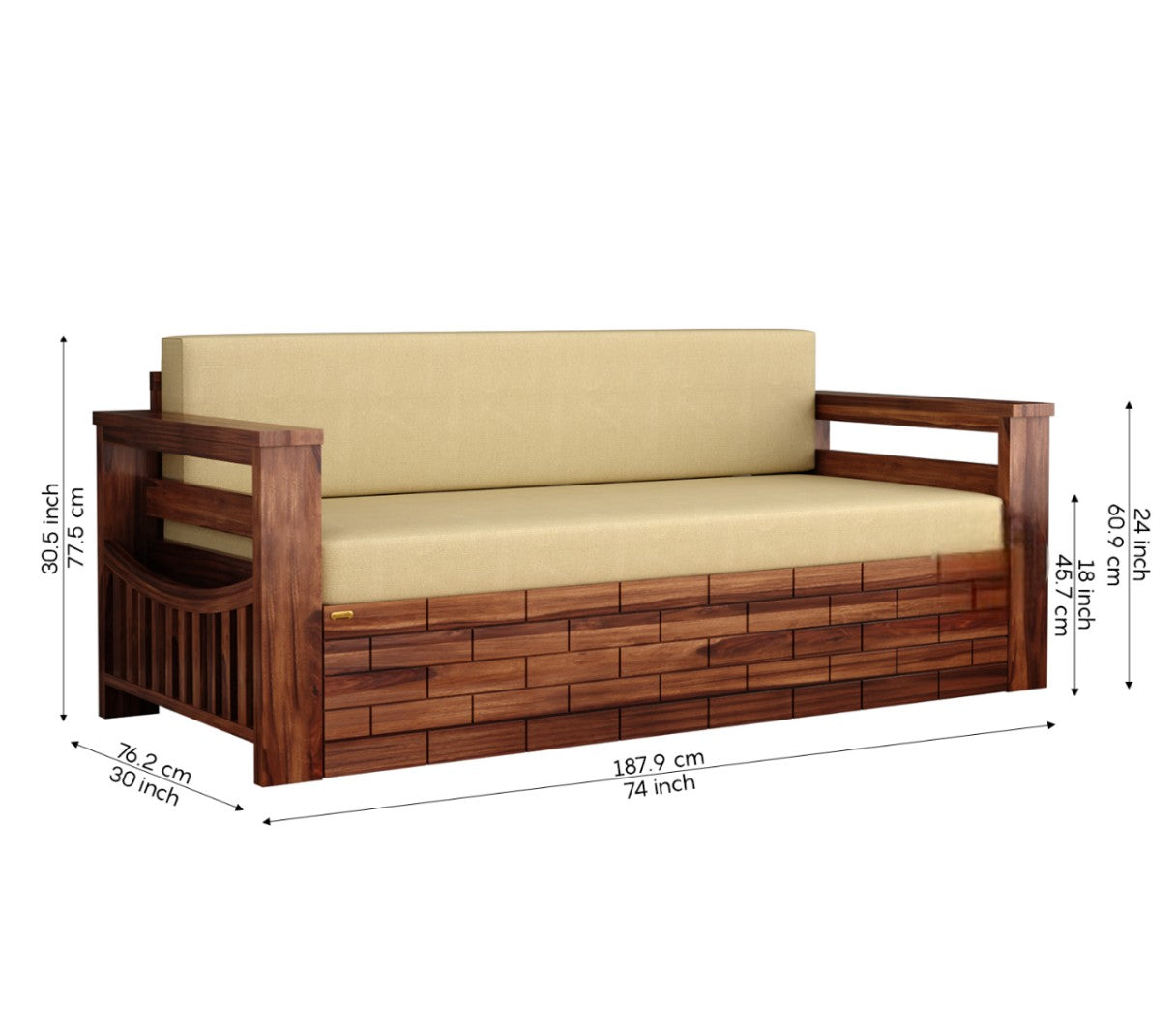 Wooden 3 Seater Sofa Cum Bed for Living Room