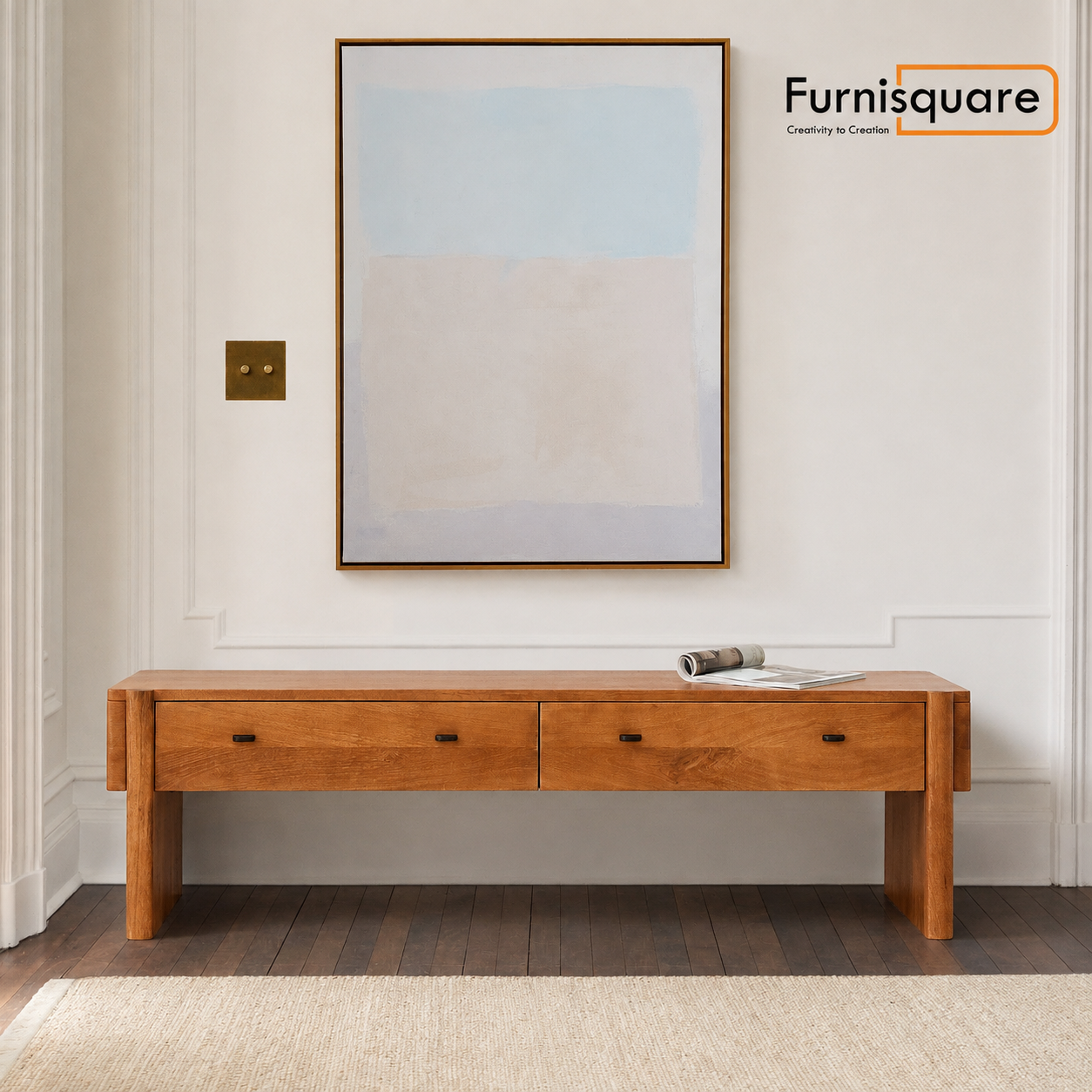 Solid Wood Storage Bench with Drawers