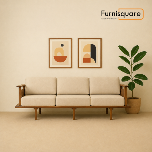 Wooden Sofa Set 3-Seater for Living Room