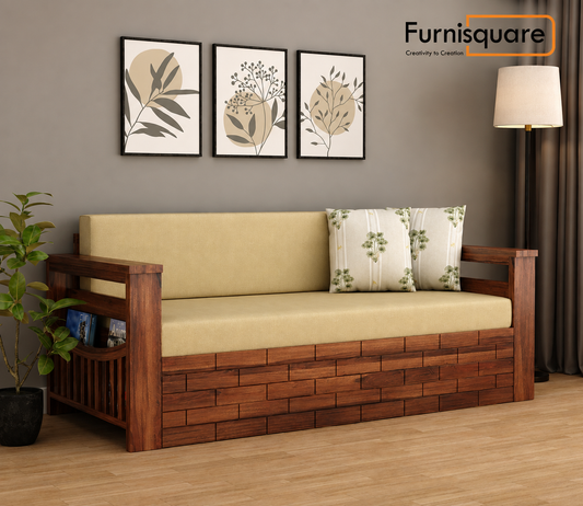Wooden 3 Seater Sofa Cum Bed for Living Room