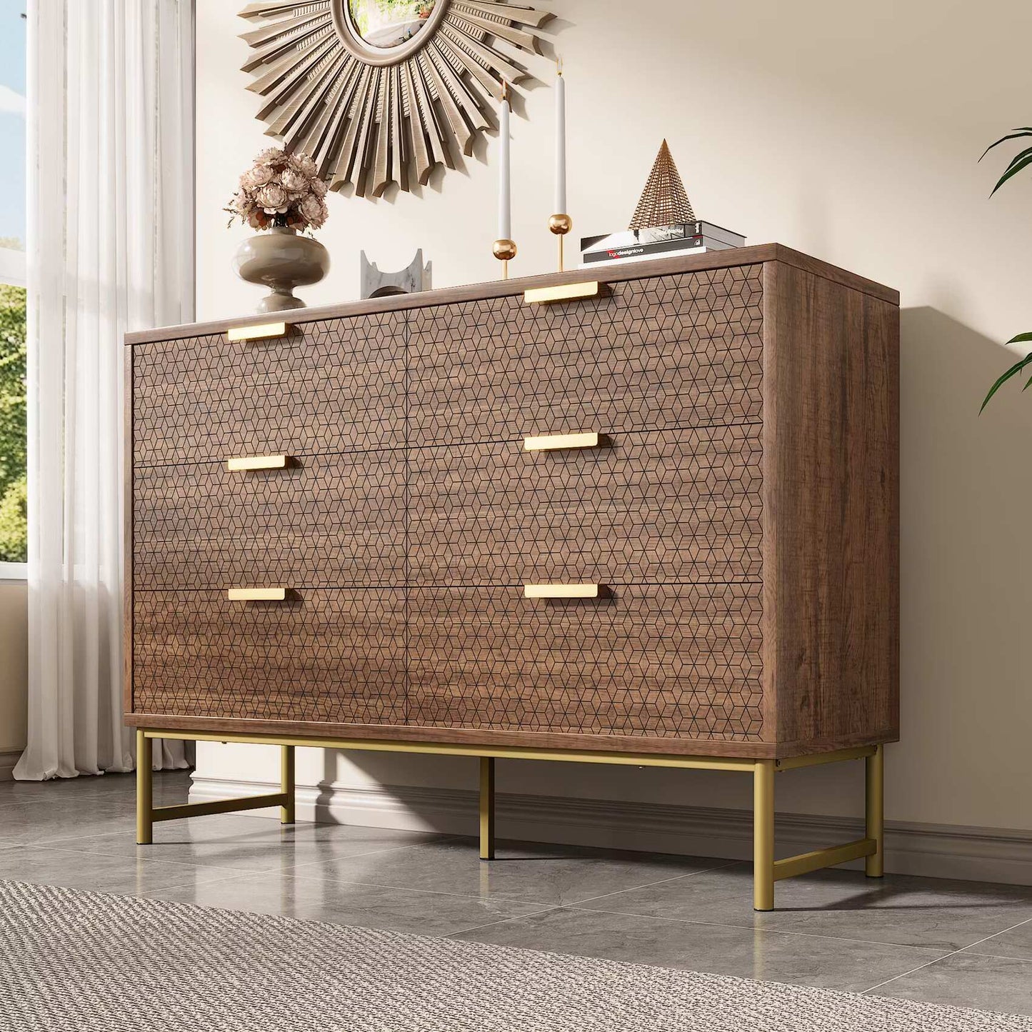 Wooden Chest of Drawer for Living Room in Natural Finish