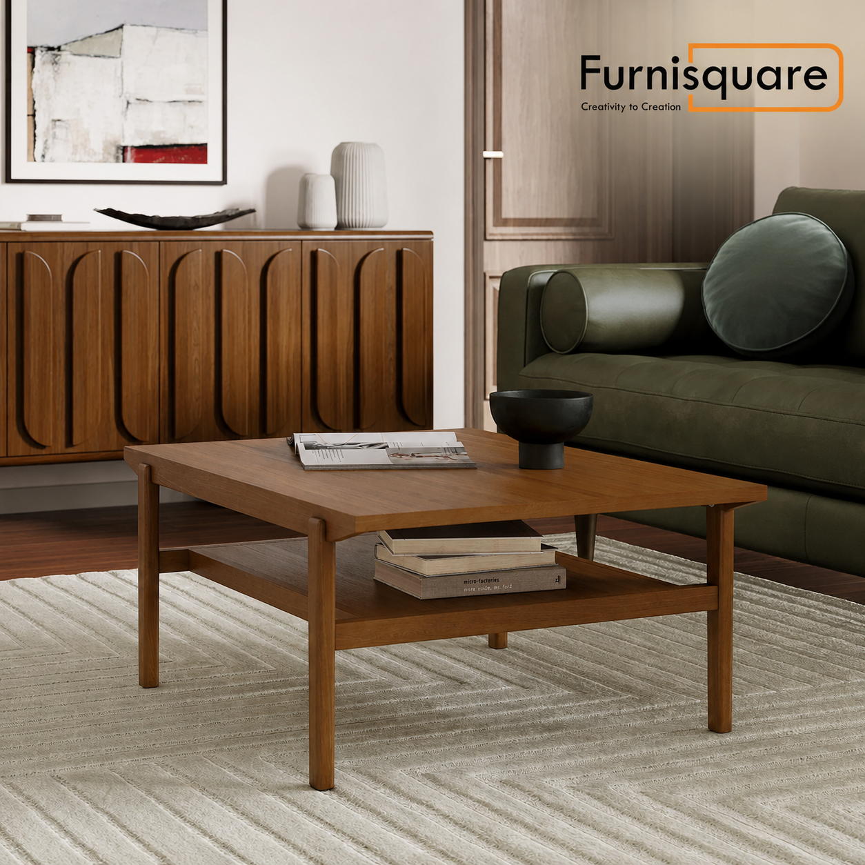 Wooden Square Center Table for Living Room