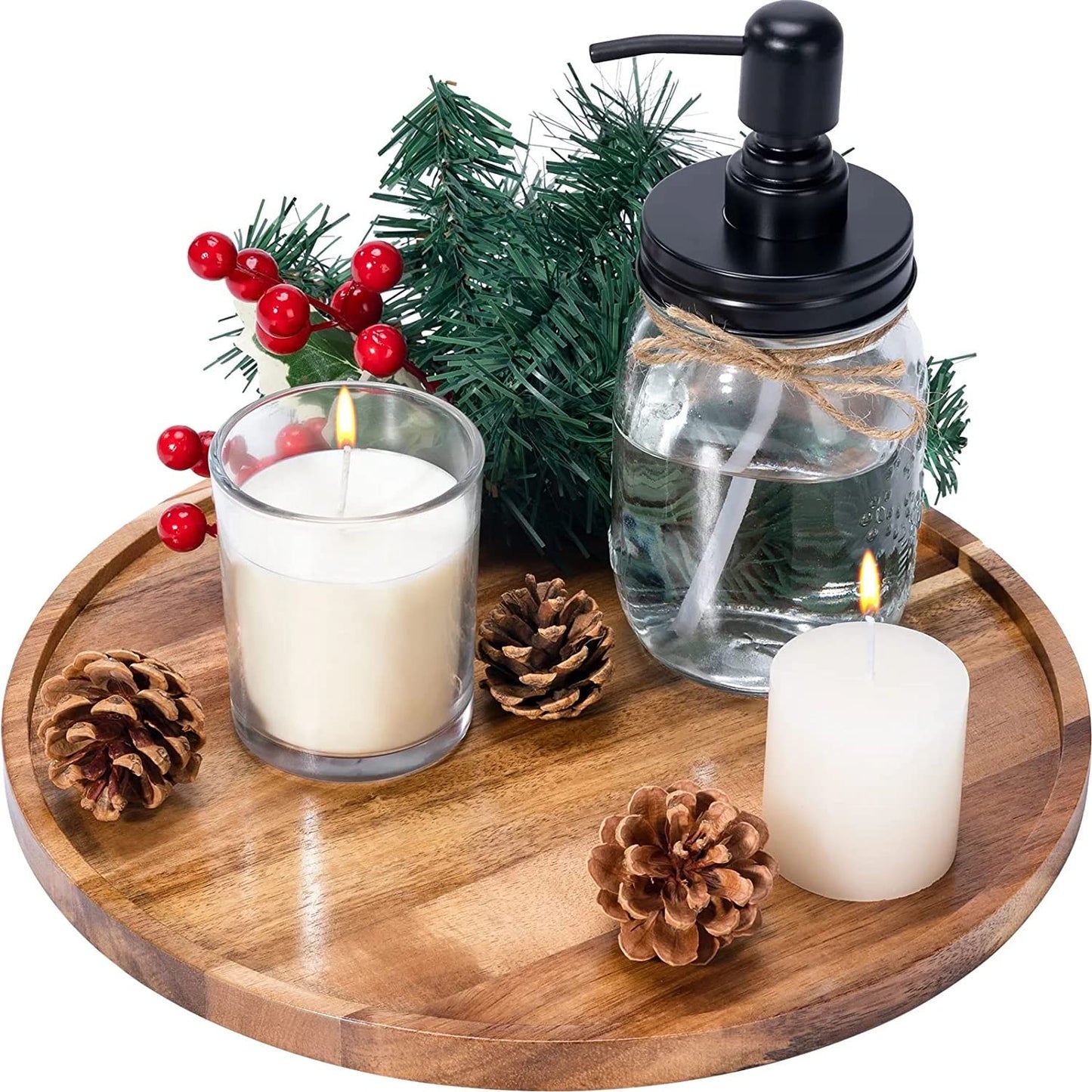 Acacia Wood Round Tray for Kitchen Accessories