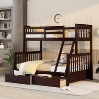 Wooden Bunk Bed with Storage Drawers