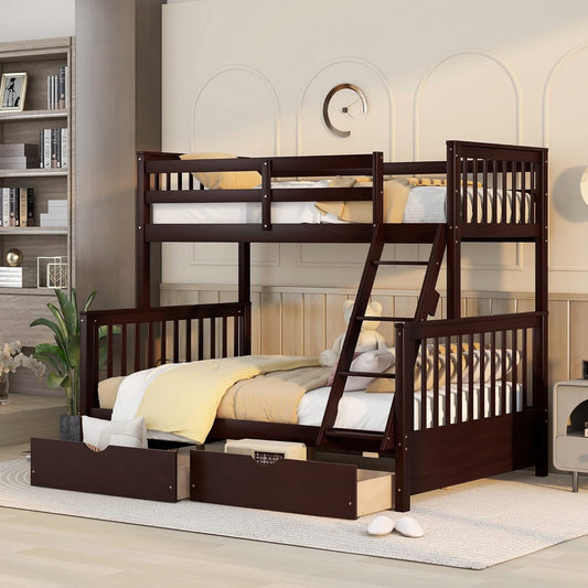 Wooden Bunk Bed with Storage Drawers