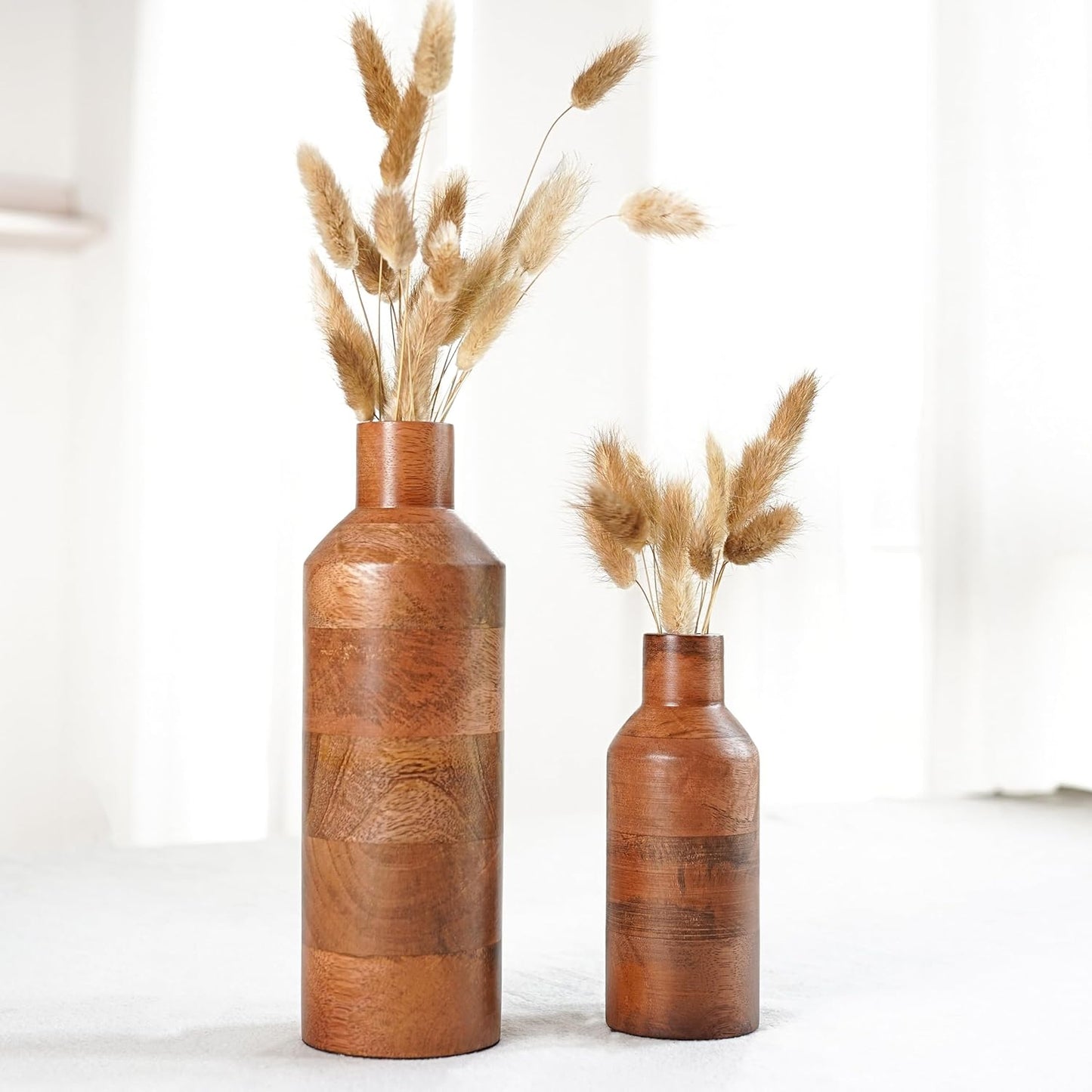 Mango Wood Flower Vases for Table Decor