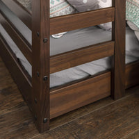 Solid Wood Twin Over Twin Bunk Bed with Angled Ladder
