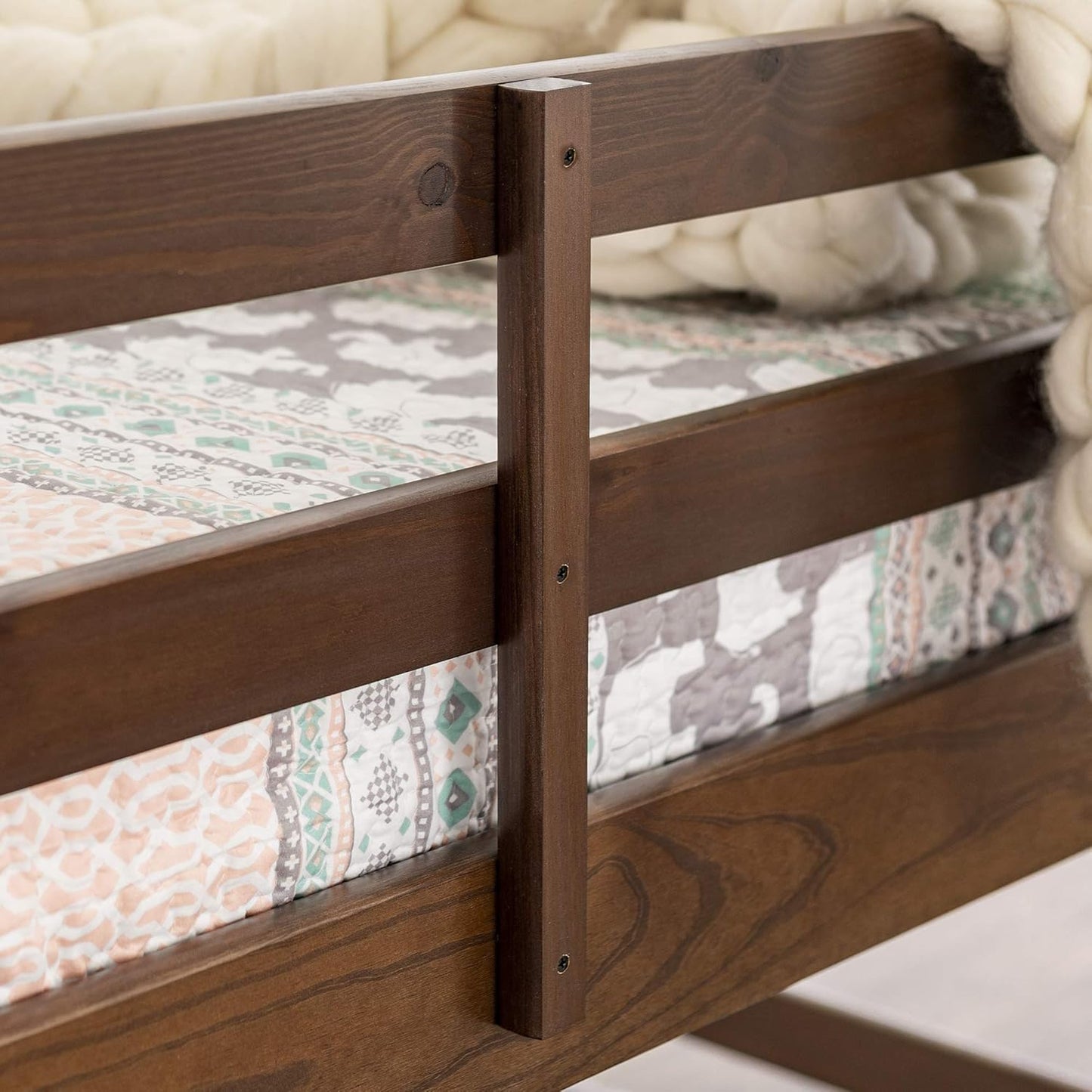 Solid Wood Twin Over Twin Bunk Bed with Angled Ladder