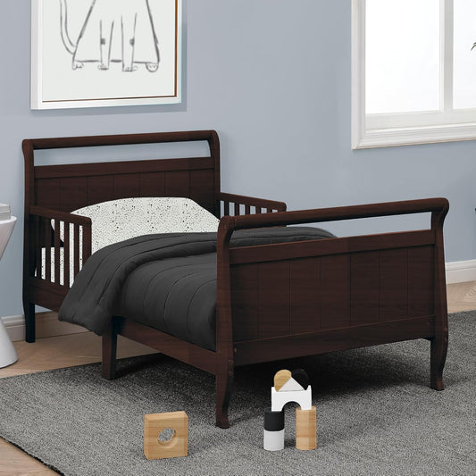 Solid Wood Single Bed without Storage in Walnut Finish