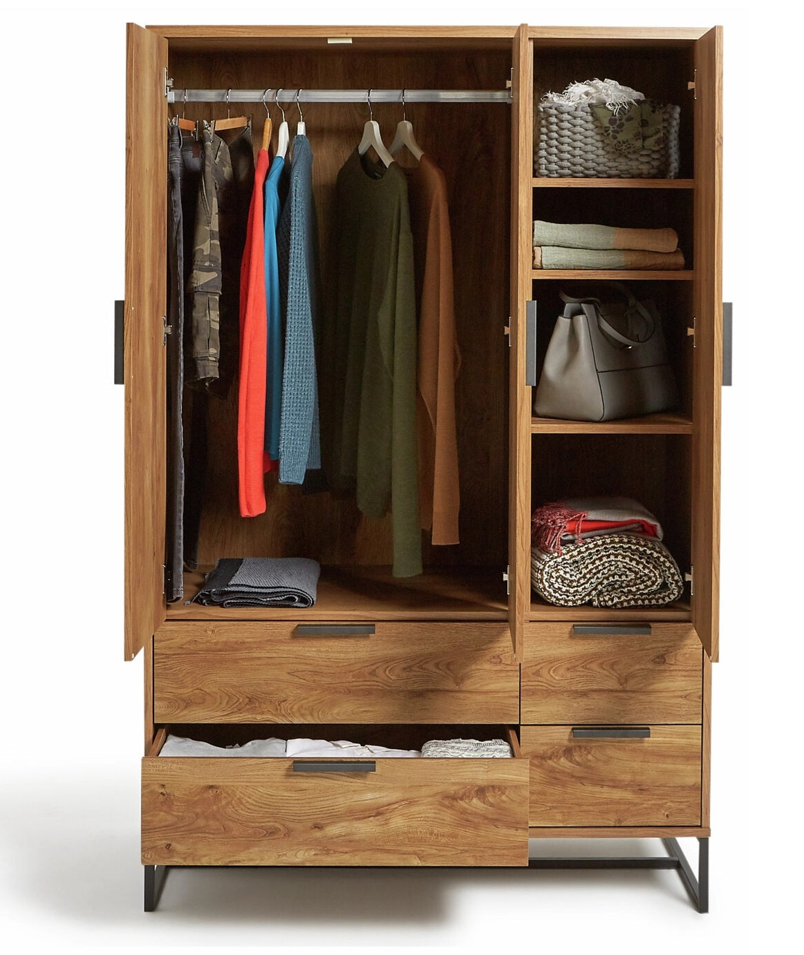 Wooden Wardrobe with Drawer Storage for Bedroom