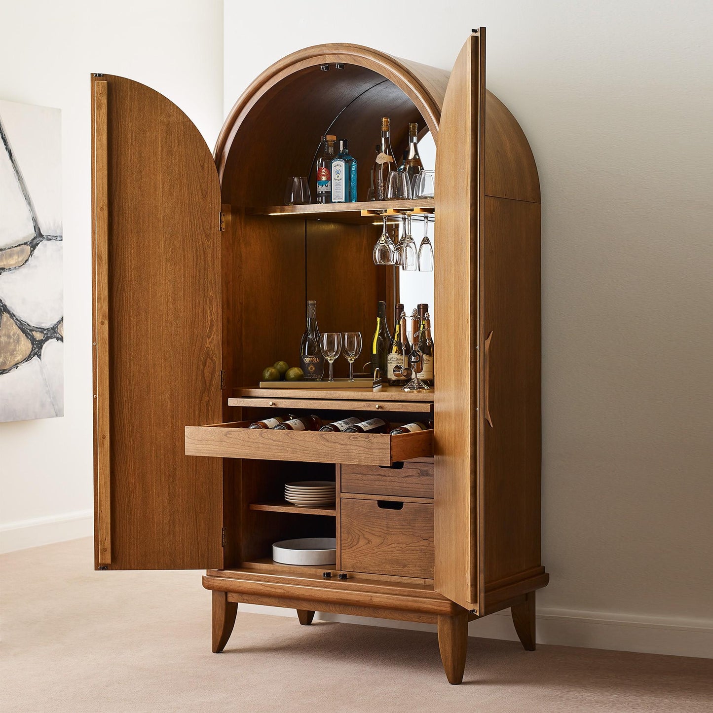 Wooden Wardrobe with Integrated Lighting | Stylish & Functional Armoire