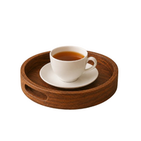 Wooden Round Serving Tray for Tea, Snacks & Coffee