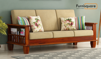 Wooden 3 Seater Sofa Set with Cushion for Living Room