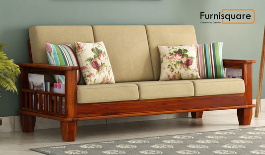 Wooden 3 Seater Sofa Set with Cushion for Living Room
