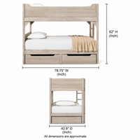 Wooden Bunk Bed with Storage Drawers in Rustic Teak Finish