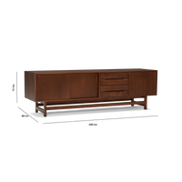 Solid Wood TV Unit with Drawer & Cabinet Storage for Living Room