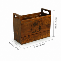 Wooden Hand Carved Magazine Stand