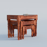 Sheesam Nesting Tables Set of 3 Stools for Decor & Living Room